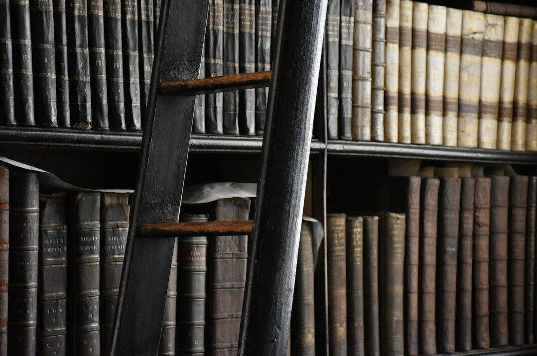 Vintage bookshelf with ladder