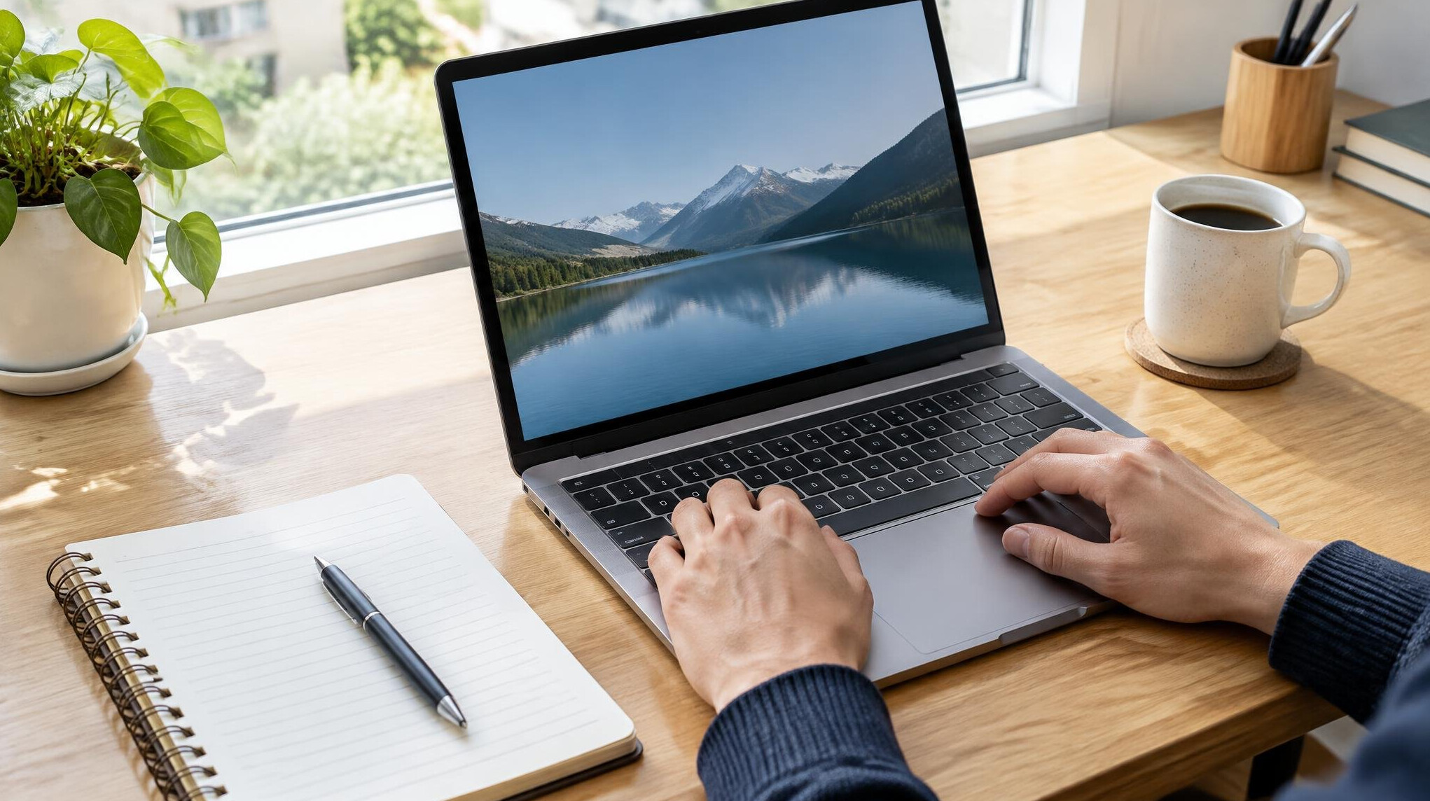 Person typing on a laptop at a desk