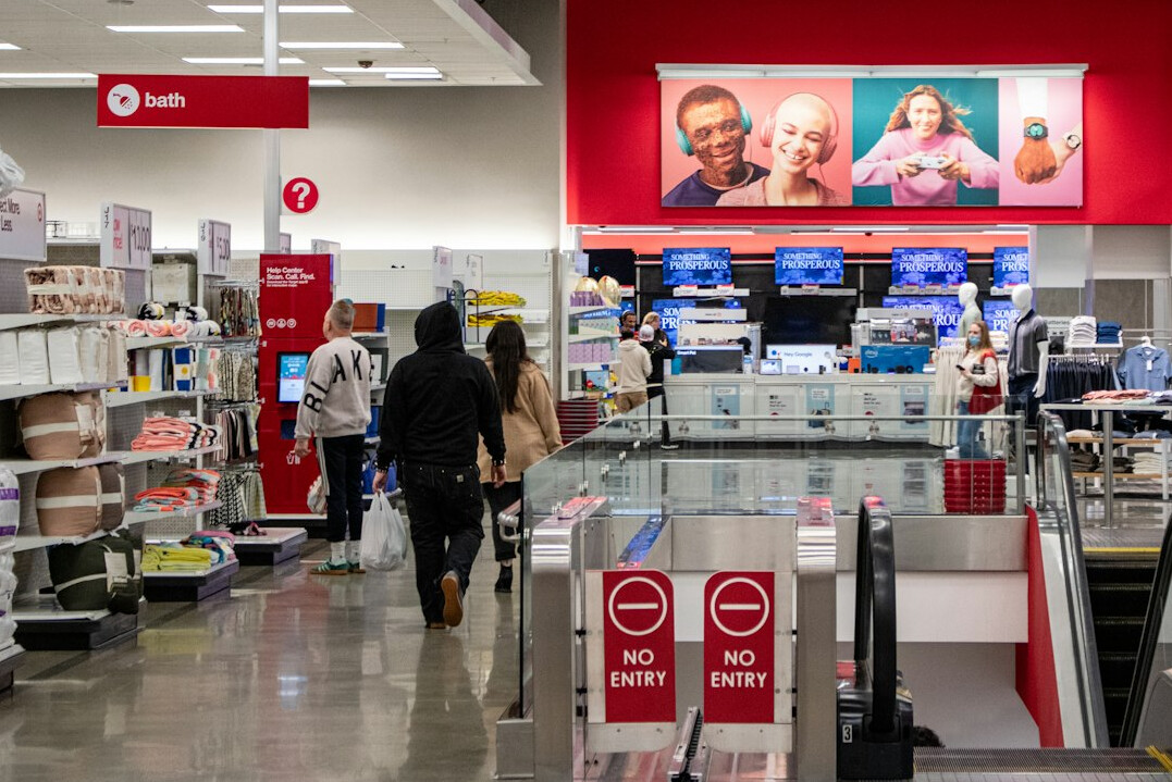 retail store interior with cameras